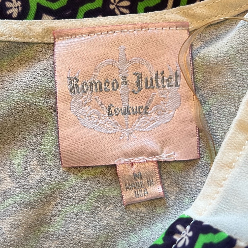 Romeo & Juliet Couture Green Blue Cream Blouse Top - Picture 9 of 11